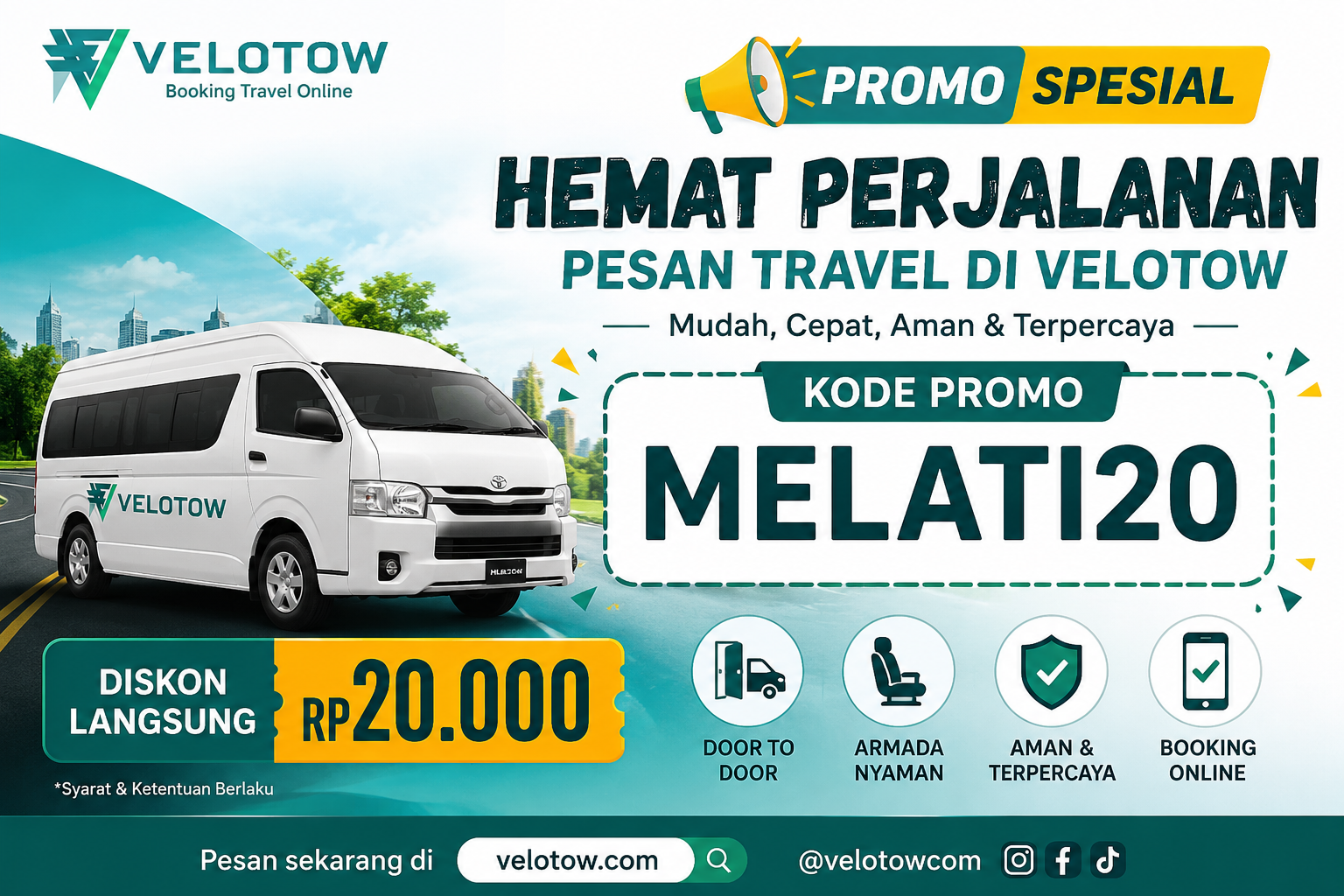 Promo Travel Pekanbaru Perawang Diskon Rp 20.000 Pesan di Velotow
